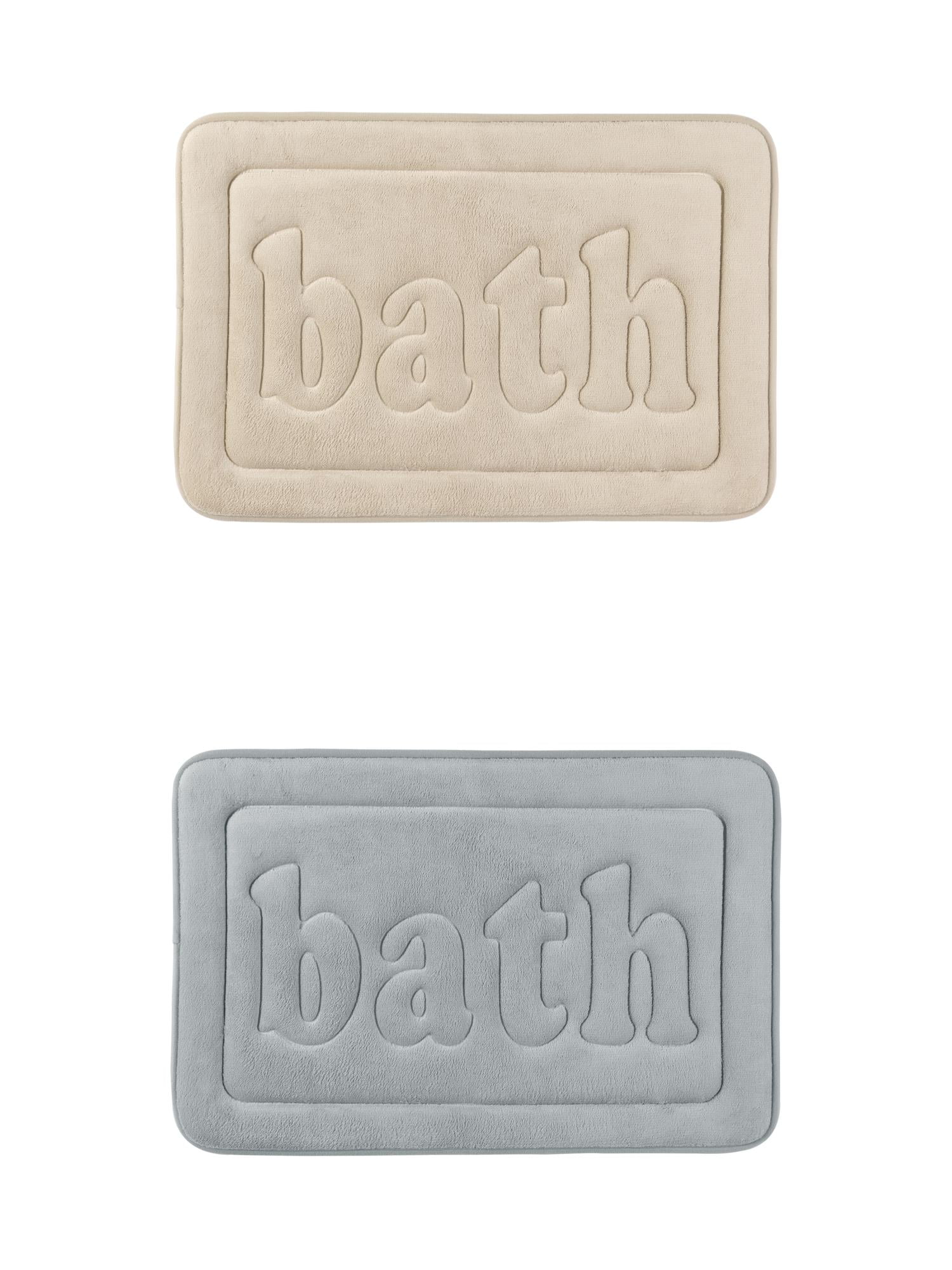 Unique Bargains 2 Pcs Bath Mat Non Skid Bottom Bath Rugs Khaki/Light Grey 20" x 32"