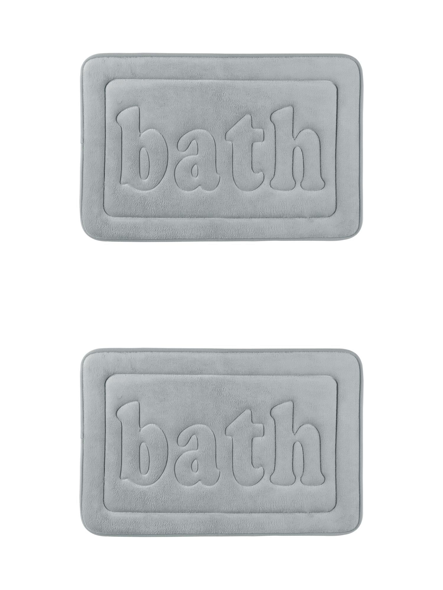 Unique Bargains 2 Pcs Bath Mat Non Skid Bottom Bath Rugs Light Grey 16" x 24"/20" x 32"