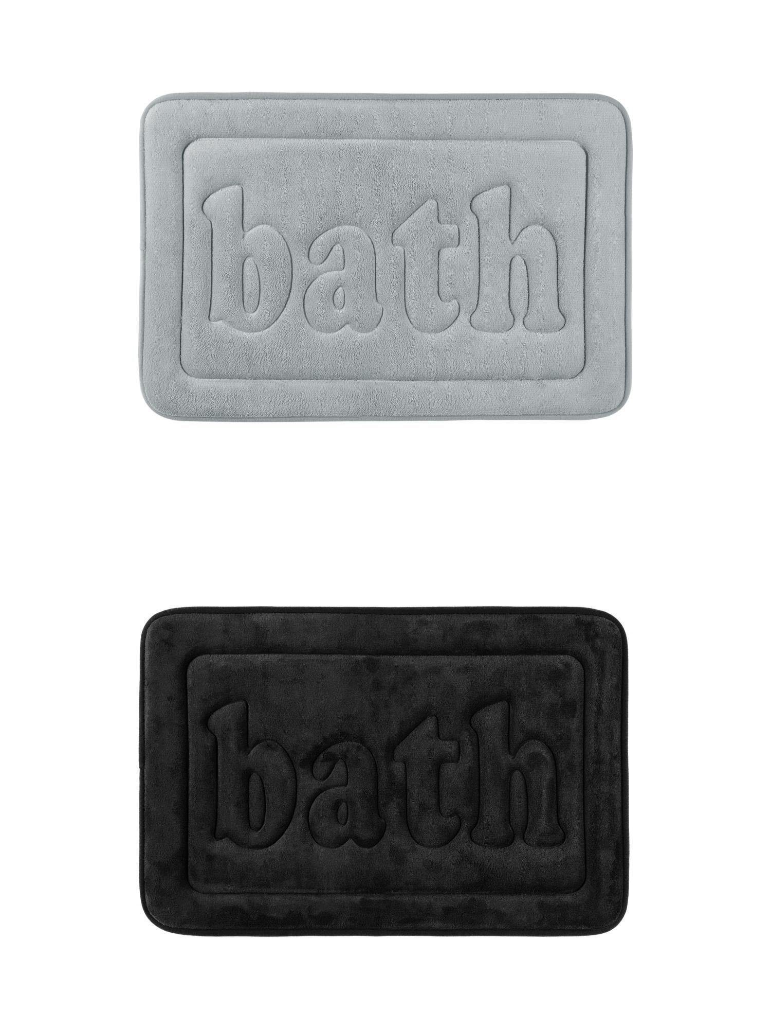 Unique Bargains 2 Pcs Bath Mat Non Skid Bottom Bath Rugs Light Grey/Black 16" x 24"