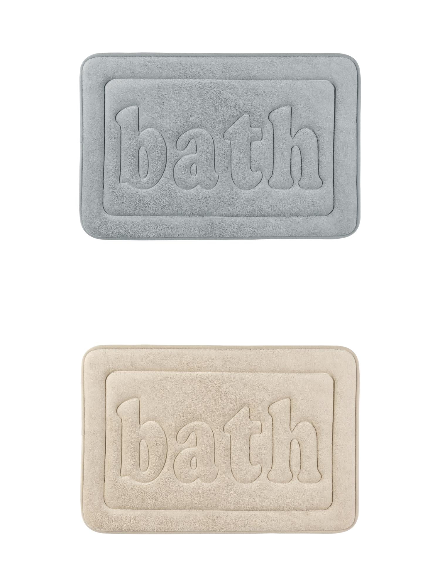 Unique Bargains 2 Pcs Bath Mat Non Skid Bottom Bath Rugs Light Grey/Khaki 16" x 24"