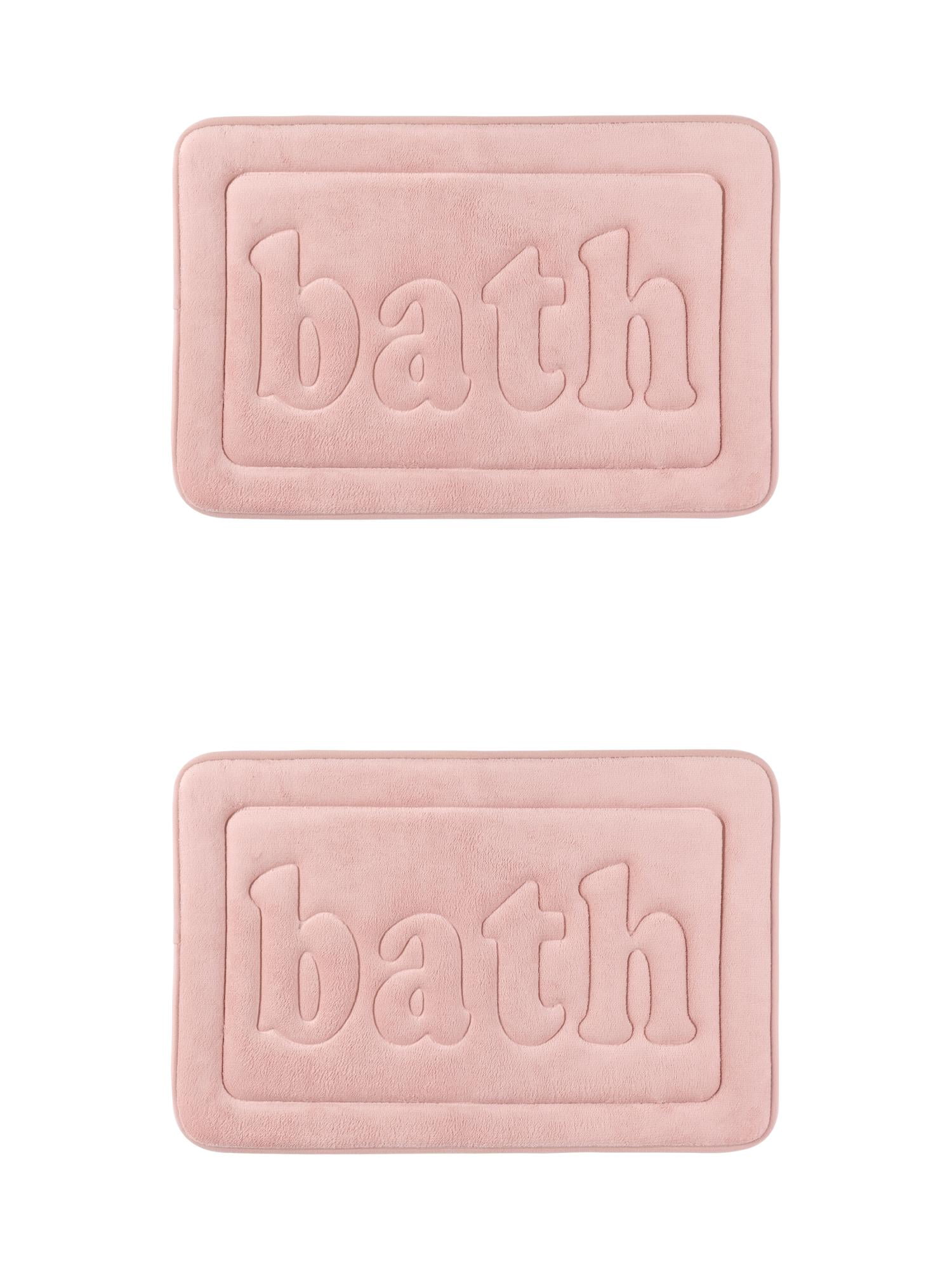Unique Bargains 2 Pcs Bath Mat Non Skid Bottom Bath Rugs Pink 16" x 24"/20" x 32"