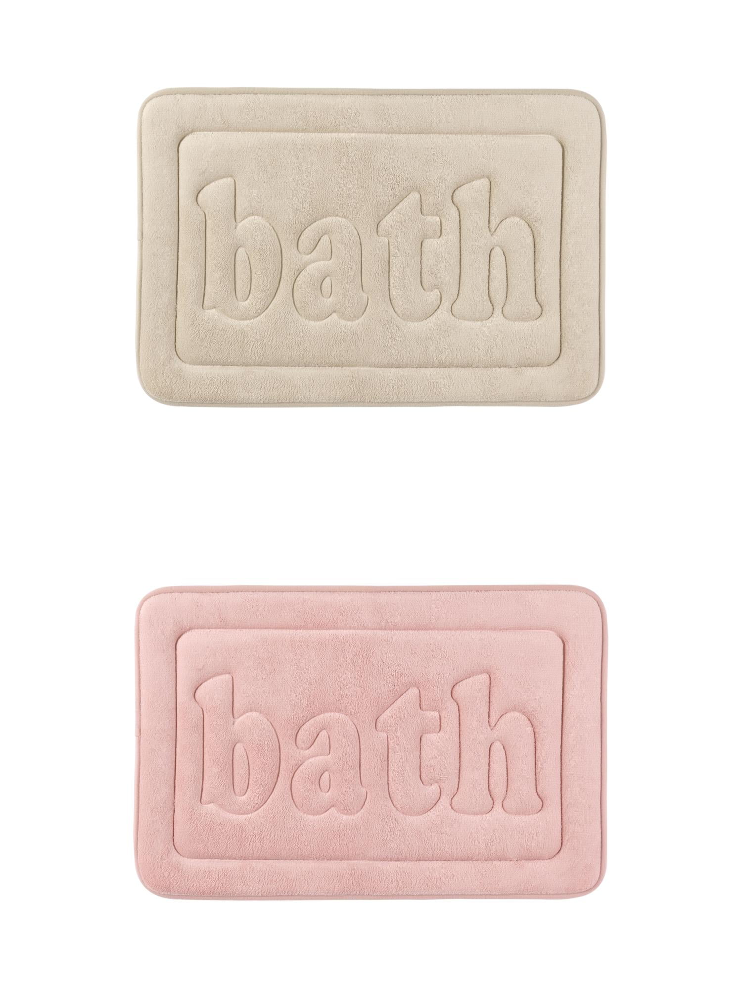 Unique Bargains 2 Pcs Bath Mat Non Skid Bottom Bath Rugs Pink/Khaki 20" x 32"