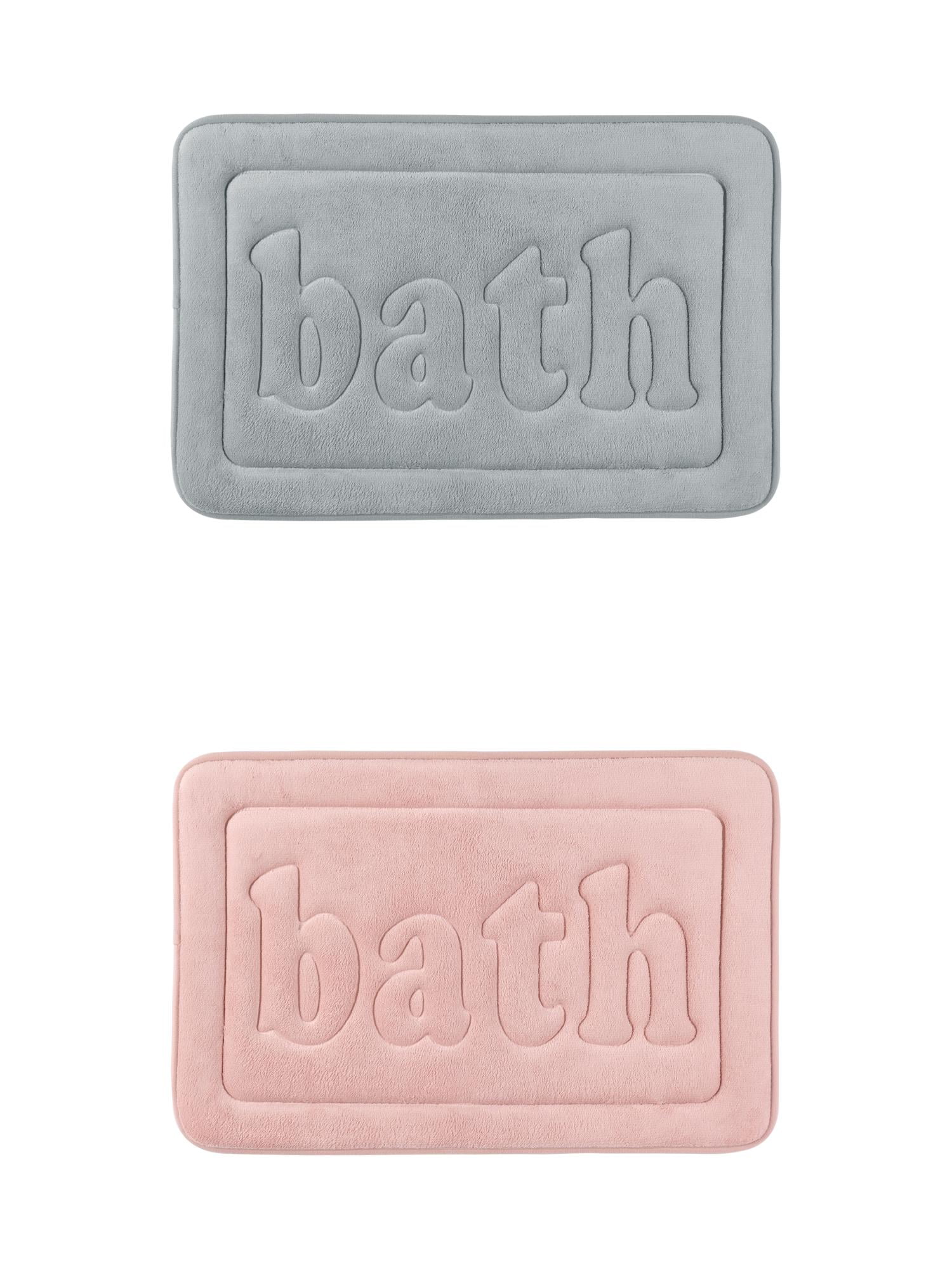 Unique Bargains 2 Pcs Bath Mat Non Skid Bottom Bath Rugs Pink/Light Grey 20" x 32"