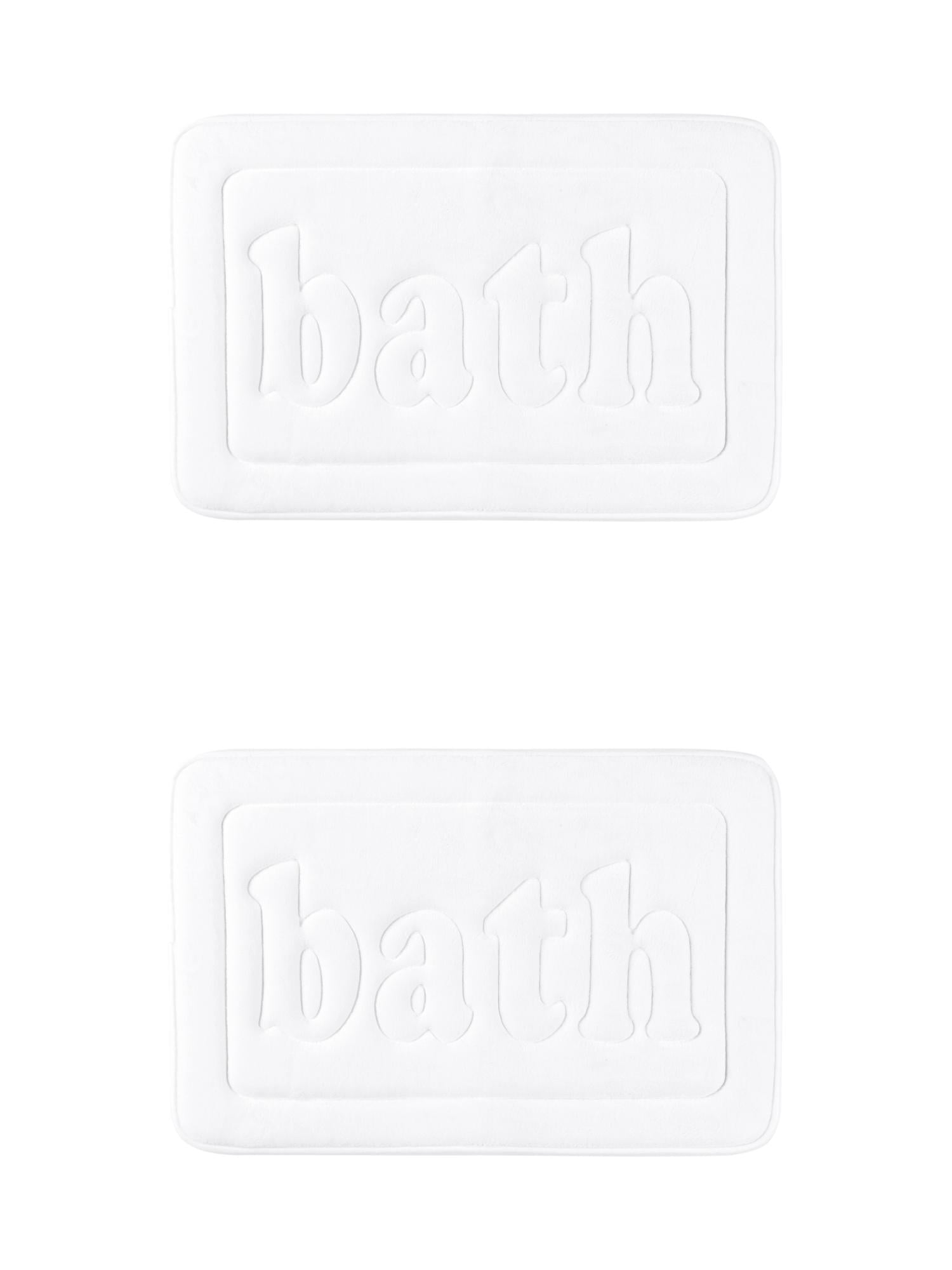 Unique Bargains 2 Pcs Bath Mat Non Skid Bottom Bath Rugs White 16" x 24"/20" x 32"