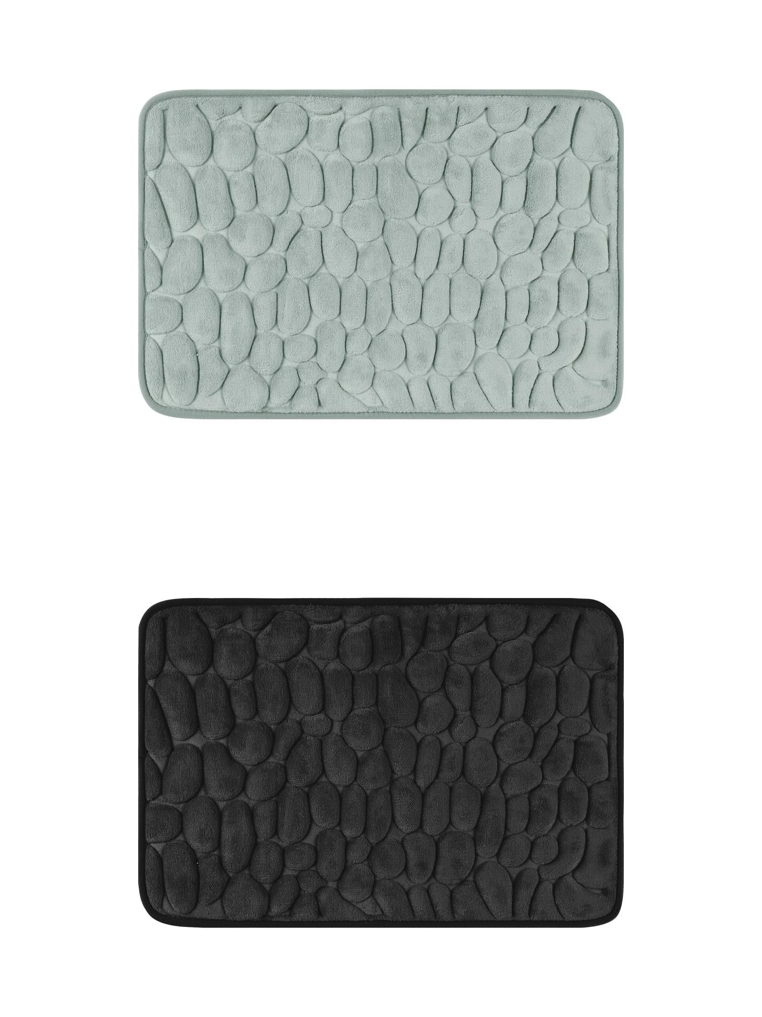 Unique Bargains 2 Pcs Bath Mat Quick Dry Bath Mats Black/Grey 20" x 32"