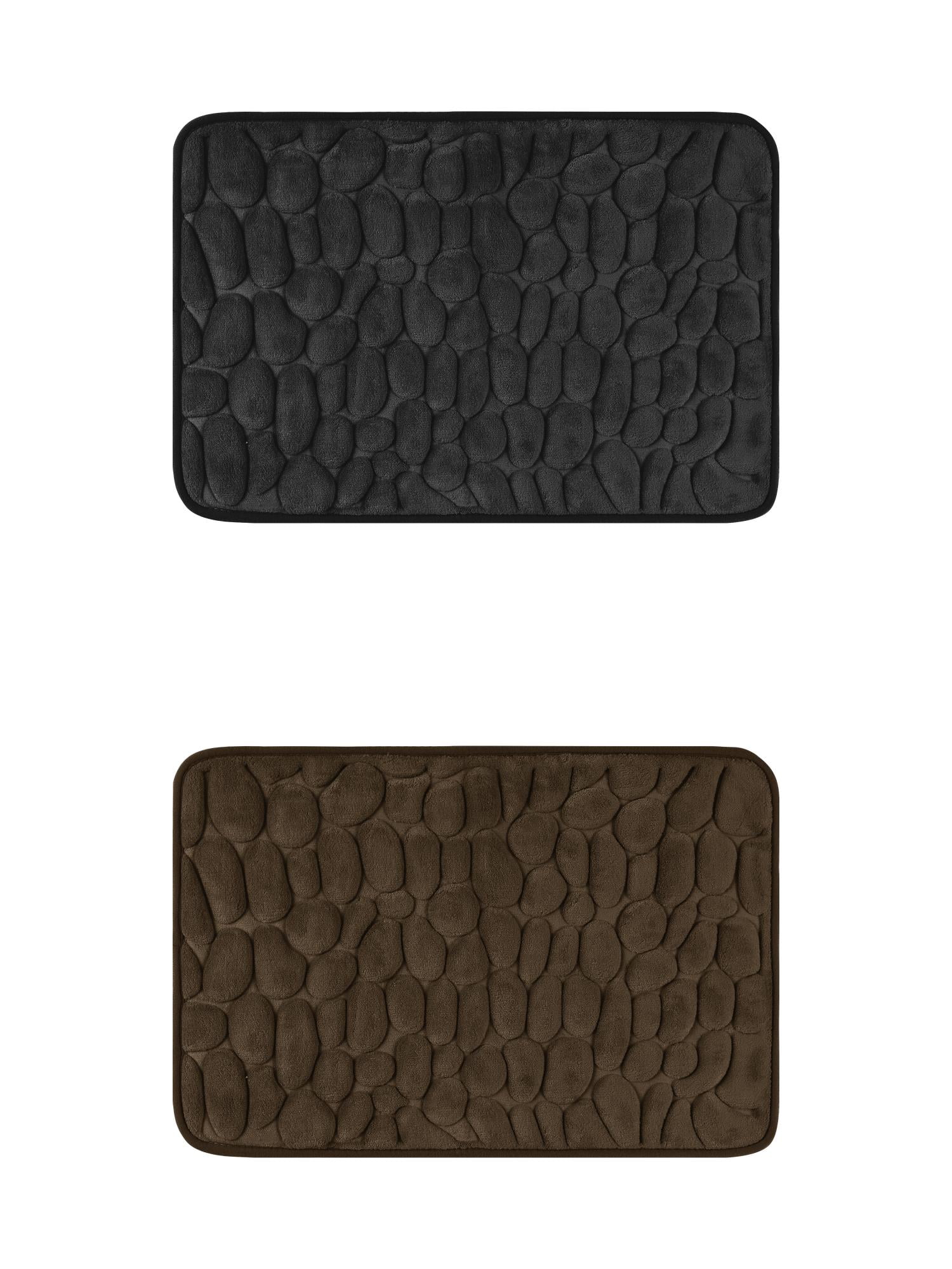 Unique Bargains 2 Pcs Bath Mat Quick Dry Bath Mats Brown/Black 20" x 32"
