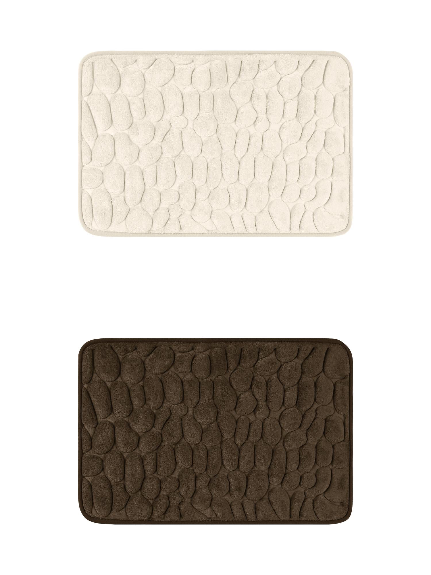 Unique Bargains 2 Pcs Bath Mat Quick Dry Bath Mats Brown/Khaki 20" x 32"