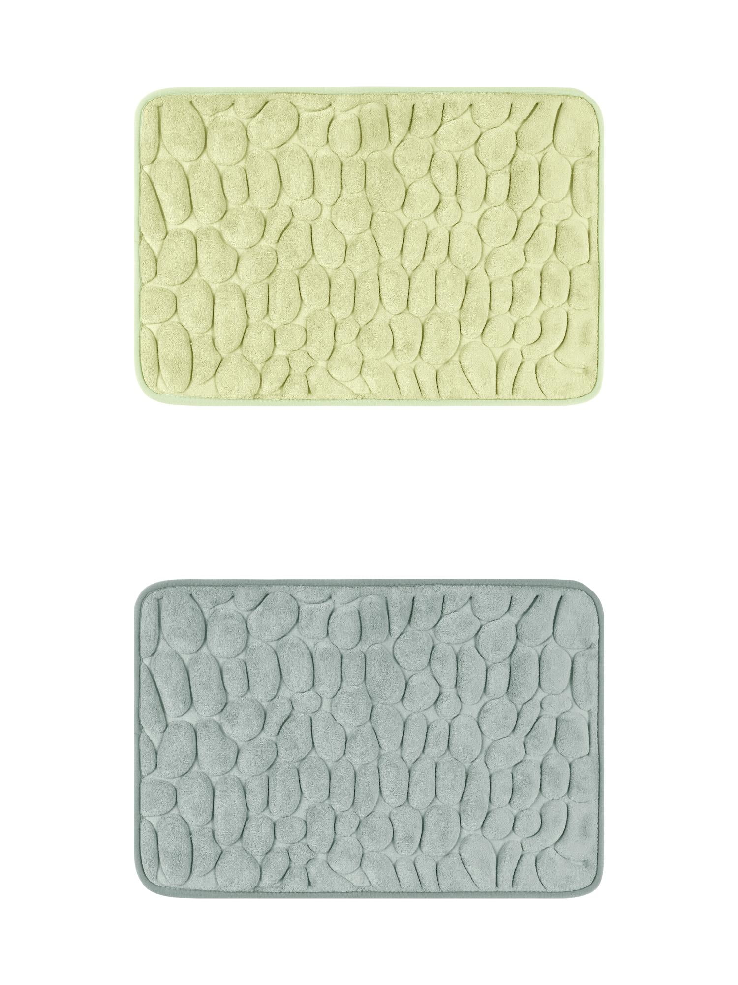 Unique Bargains 2 Pcs Bath Mat Quick Dry Bath Mats Grey/Light Green 16" x 24"