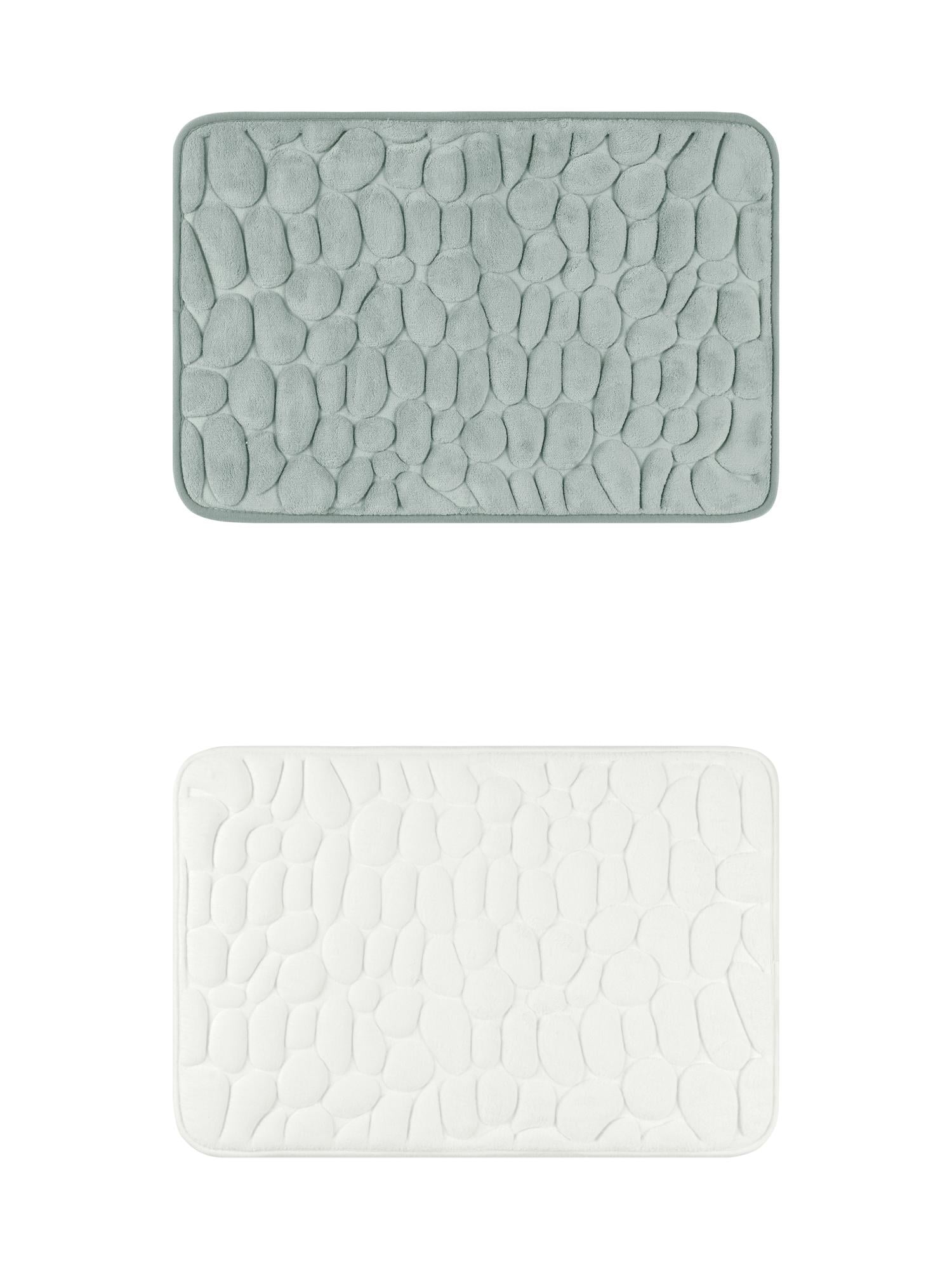 Unique Bargains 2 Pcs Bath Mat Quick Dry Bath Mats Grey/Milky White 16" x 24"