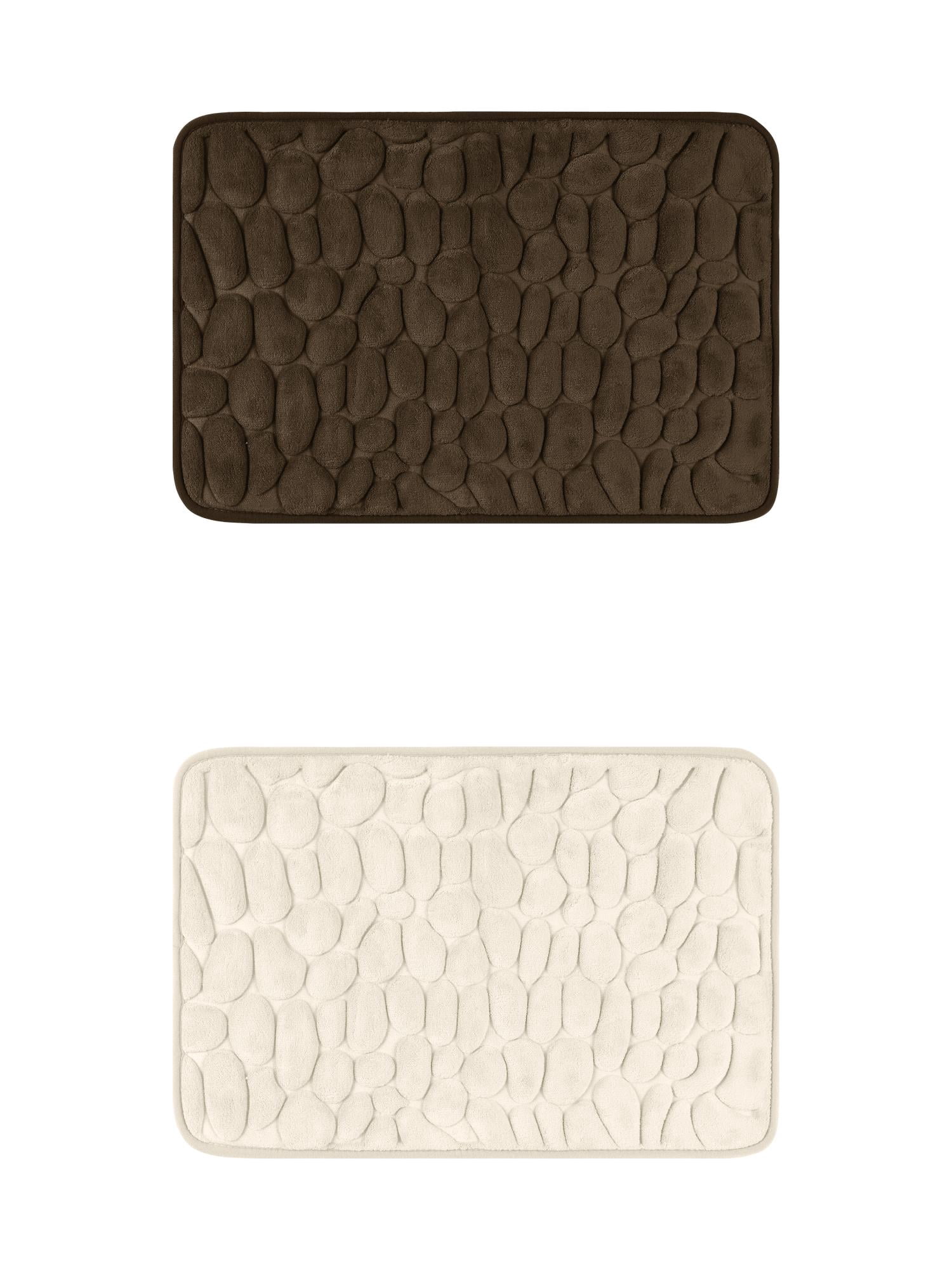 Unique Bargains 2 Pcs Bath Mat Quick Dry Bath Mats Khaki/Brown 16" x 24"