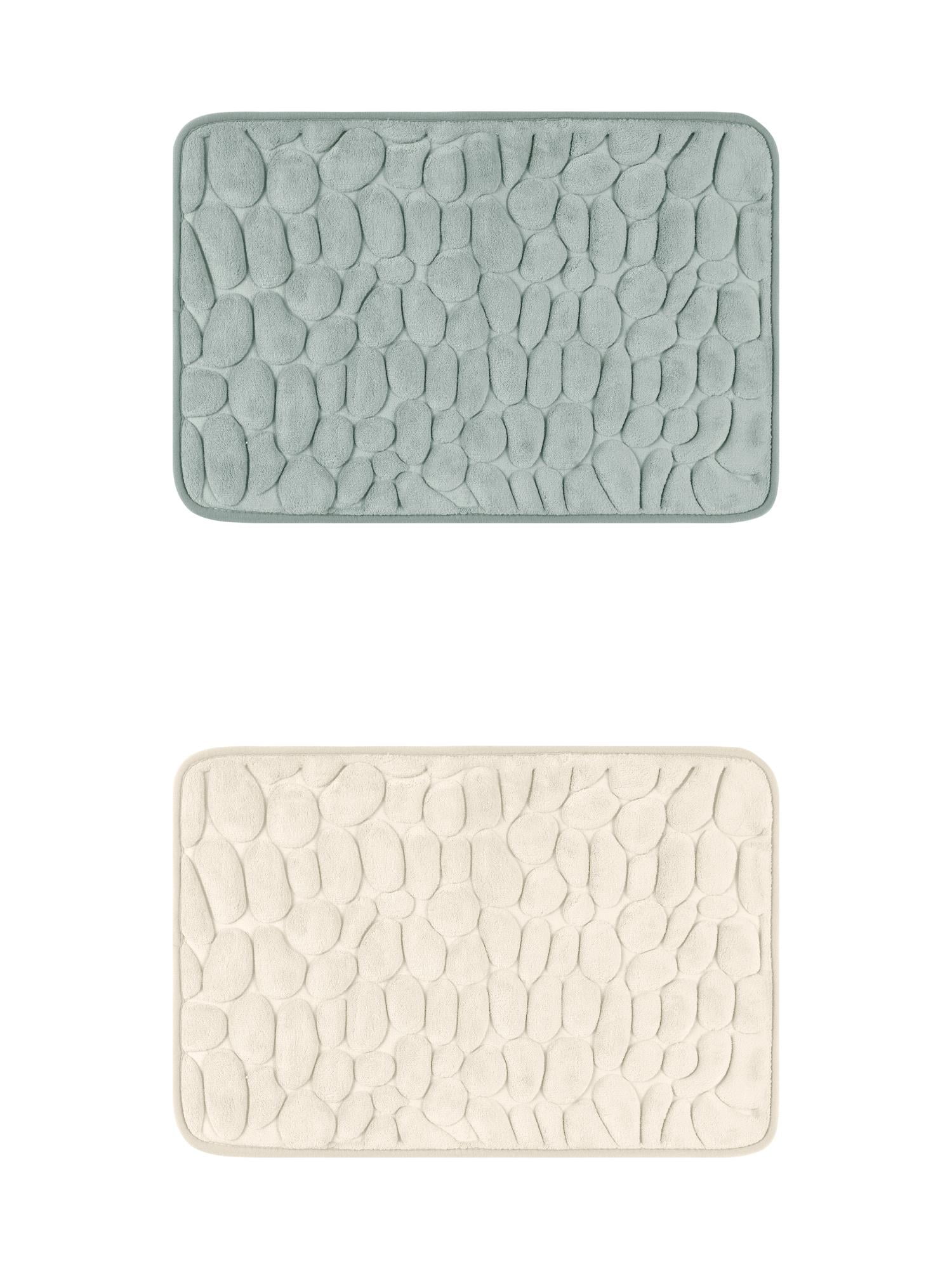 Unique Bargains 2 Pcs Bath Mat Quick Dry Bath Mats Khaki/Grey 16" x 24"