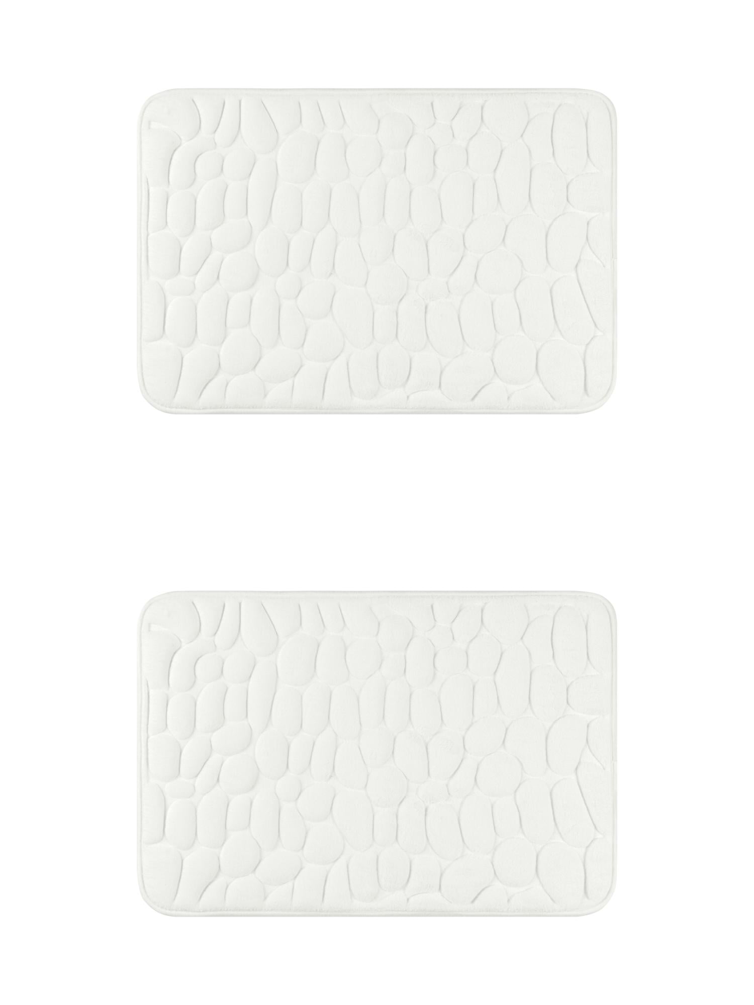 Unique Bargains 2 Pcs Bath Mat Quick Dry Bath Mats Milky White 16" x 24"/20" x 32"