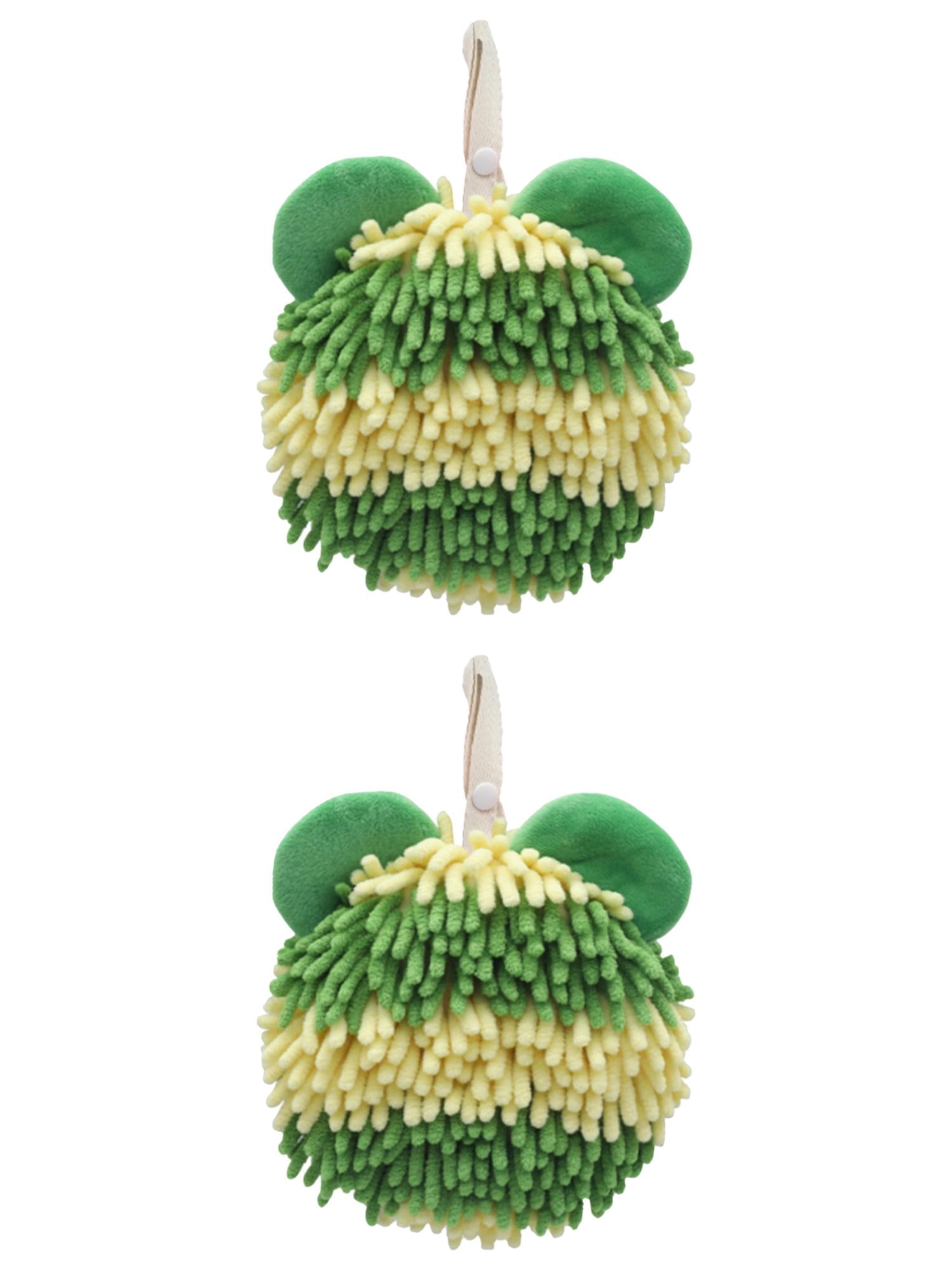 Unique Bargains 2 Pcs Bear Shape Chenille Absorbent Towel 7" x 7" Green
