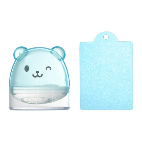 Unique Bargains 2 Pcs Bears Nail Art Stamp for Nail DIY Blue