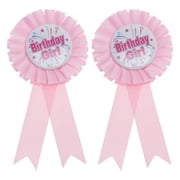 Unique Bargains 2 Pcs Birthday Party Badge Corsage Reusable Birthday Badges Light Pink
