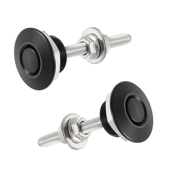 Unique Bargains 2 Pcs Black Bumper Quick Release Lock Latch Aluminum Alloy Hood Pin Lock Push Button Bonnet