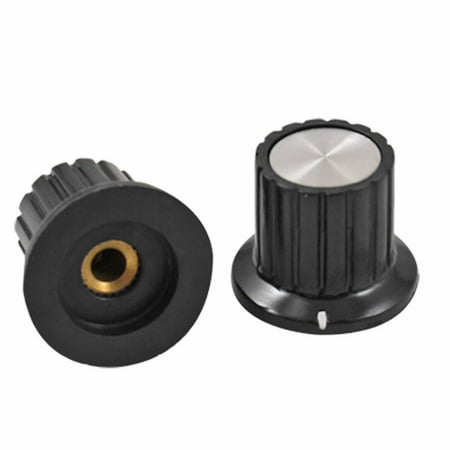 Unique Bargains 2 Pcs Black Ribbed Grip 4mm Potentiometer Control Knob Cap