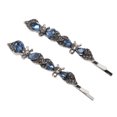 thumbnail image 1 of Unique Bargains 2 Pcs Bobby Pin Rhinestone Bow Hair Clips Blue Black, 1 of 5
