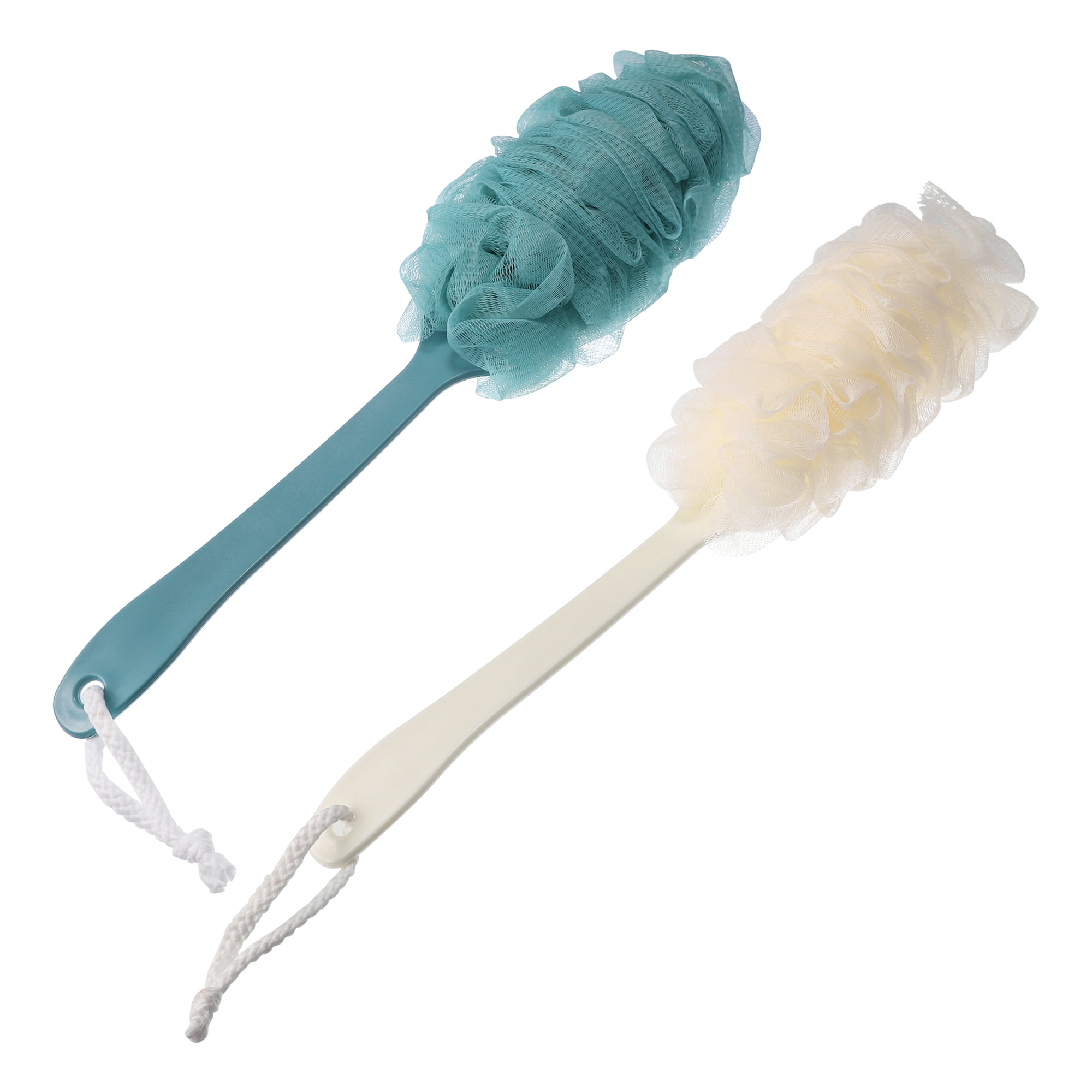 Unique Bargains 2 Pcs Body Bath Brush, Back Scrubber for Shower, Loofah Shower with Long Handle for Skin Exfoliating, PP Mesh Blue