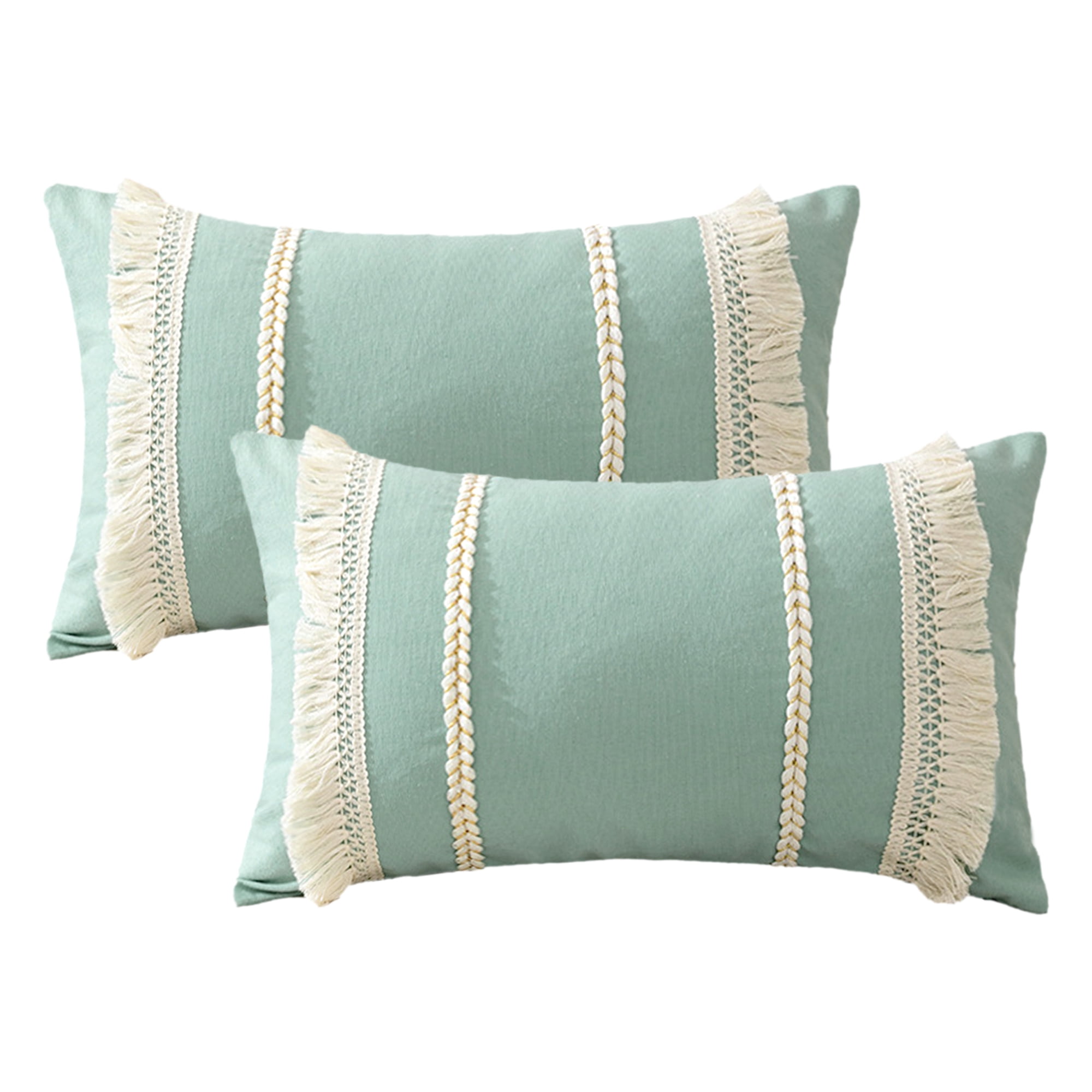 Unique Bargains 2 Pcs Boho Modern Textured Pillow Cover Blue 12" x 20"
