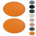 thumbnail image 1 of Unique Bargains 2 Pcs Bow Oval Faux Leather Placemat Orange, 1 of 5