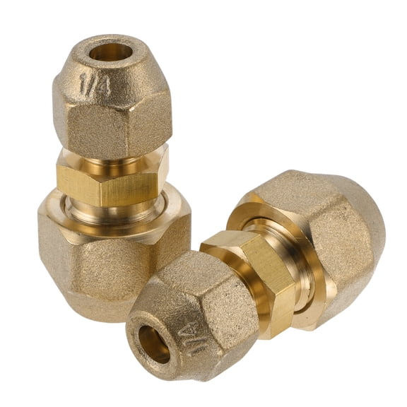 Unique Bargains 2 Pcs Brass Pipe Fittings for Air Conditioning 1/4"x3/8" AC Pipe Connectors with HVAC Flare Nuts Brass Pipe Extension Joint Connectors