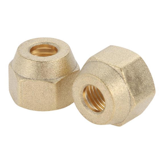 Unique Bargains 2 Pcs Brass Pipe Fittings for Air Conditioning 1/2"x3/8" Reducer Nut Brass Pipe Extension Joint Connectors