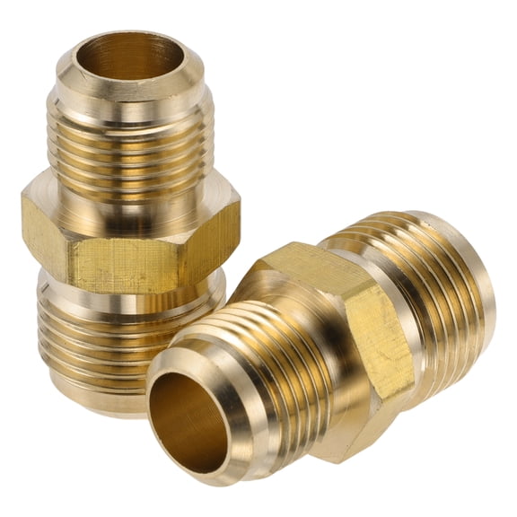 Unique Bargains 2 Pcs Brass Pipe Fittings for Air Conditioning 1/2"x5/8" Reducing Union Coupling Brass Pipe Extension Joint Connectors