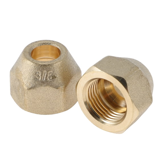 Unique Bargains 2 Pcs Brass Pipe Fittings for Air Conditioning 3/8" Ferrule Brass Pipe Extension Joint Connectors