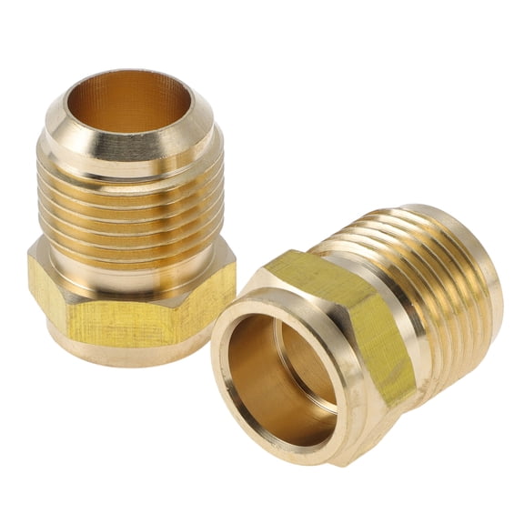 Unique Bargains 2 Pcs Brass Pipe Fittings for Air Conditioning 5/8"  External Thread Connector Brass Pipe Extension Joint Connectors
