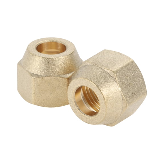 Unique Bargains 2 Pcs Brass Pipe Fittings for Air Conditioning 5/8"x1/2" Reducer Nut Brass Pipe Extension Joint Connectors