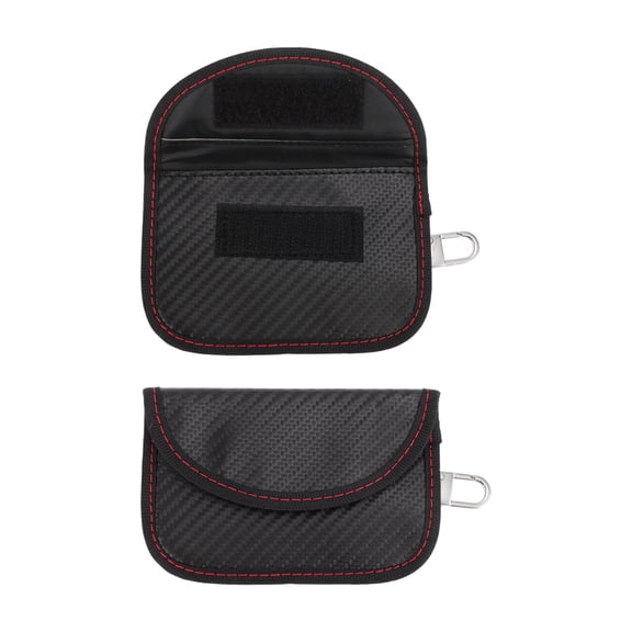 Unique Bargains 2 Pcs,Car  Faraday Pouch, RFID Signal Blocking Bags Carbon Fiber Black with Hook