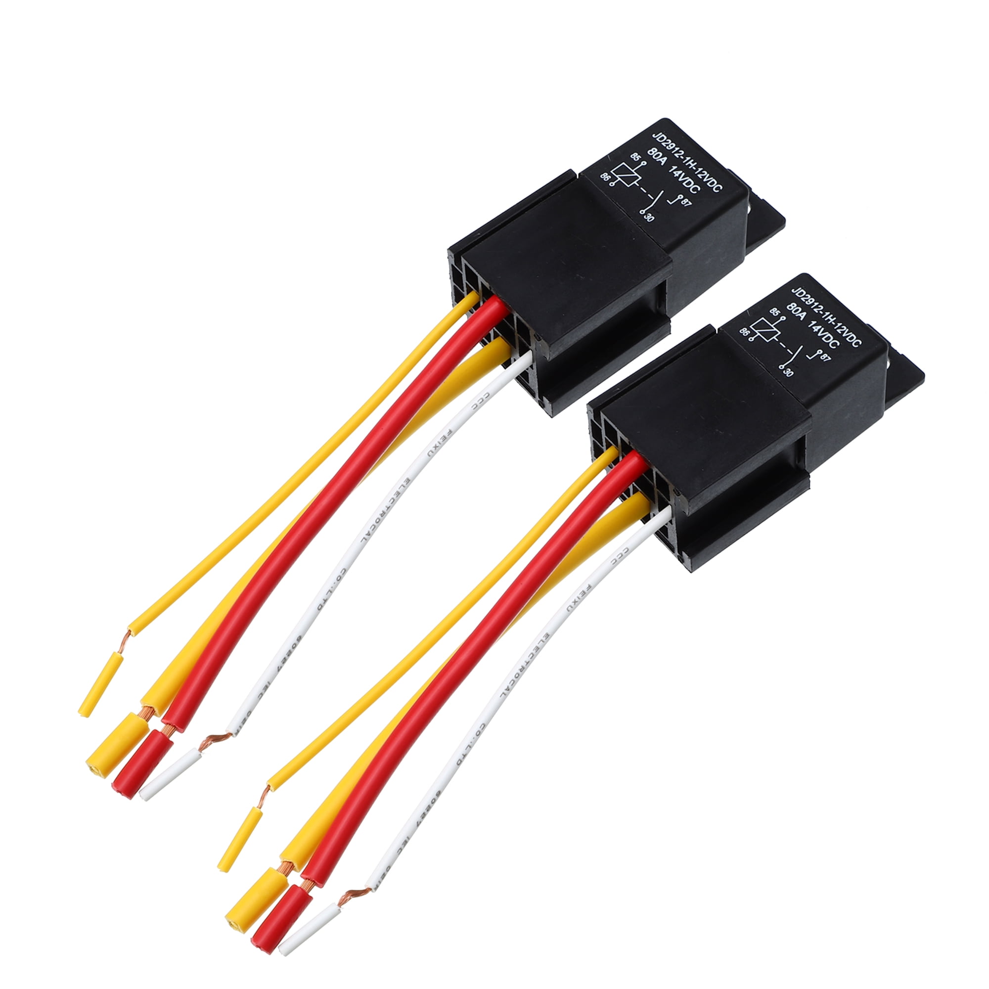X AUTOHAUX 2-Pack 12V 80A 4-Pin SPDT Automotive Relay - JD2912-1H-12VDC, Normally Open, For Fans, Horns, Lights