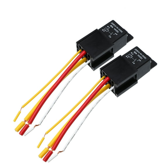 Unique Bargains 2 Pcs Car Relay with Socket Harness 4 Pin 12V 80Amp Model JD2912 80A 14VDC Automotive Relay Switches