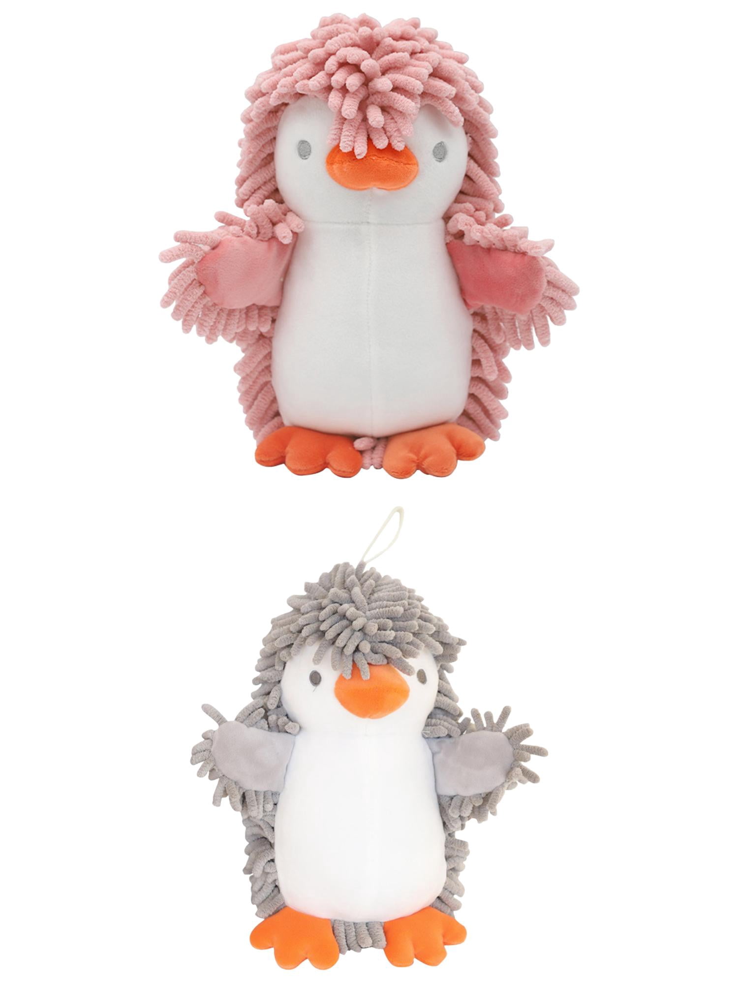 Unique Bargains 2 Pcs Cartoon Hand Towels 8" x 8" Pink/Grey