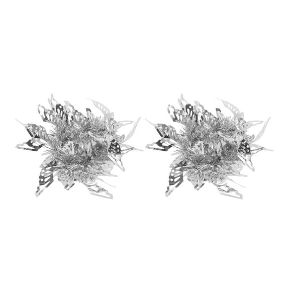 Unique Bargains 2 Pcs Cheerleader Poms Poms Wrist Flower Wings Cheerleading Practice Poms Silver Tone