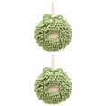 thumbnail image 1 of Unique Bargains 2 Pcs Chenille Ball Hanging Hand Towel 7" x 7" Green, 1 of 4
