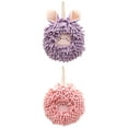 thumbnail image 1 of Unique Bargains 2 Pcs Chenille Ball Hanging Hand Towel 7" x 7" Pink/Purple, 1 of 4