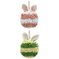 thumbnail image 1 of Unique Bargains 2 Pcs Chenille Rabbit Shape Absorbent Towel 7" x 7" Pink/Green, 1 of 4