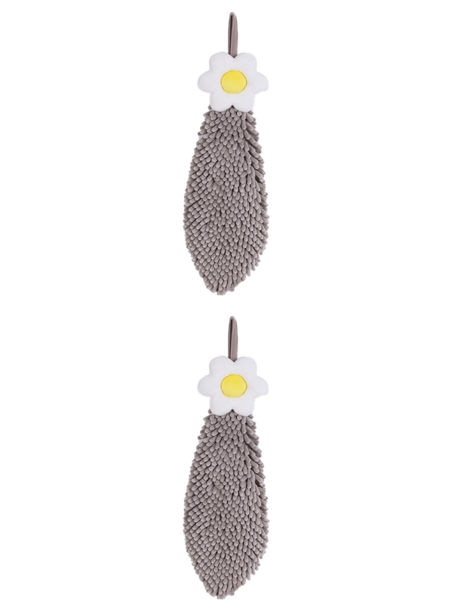Unique Bargains 2 Pcs Chenille Soft Bathroom Hand Towels 6" x 15" Grey