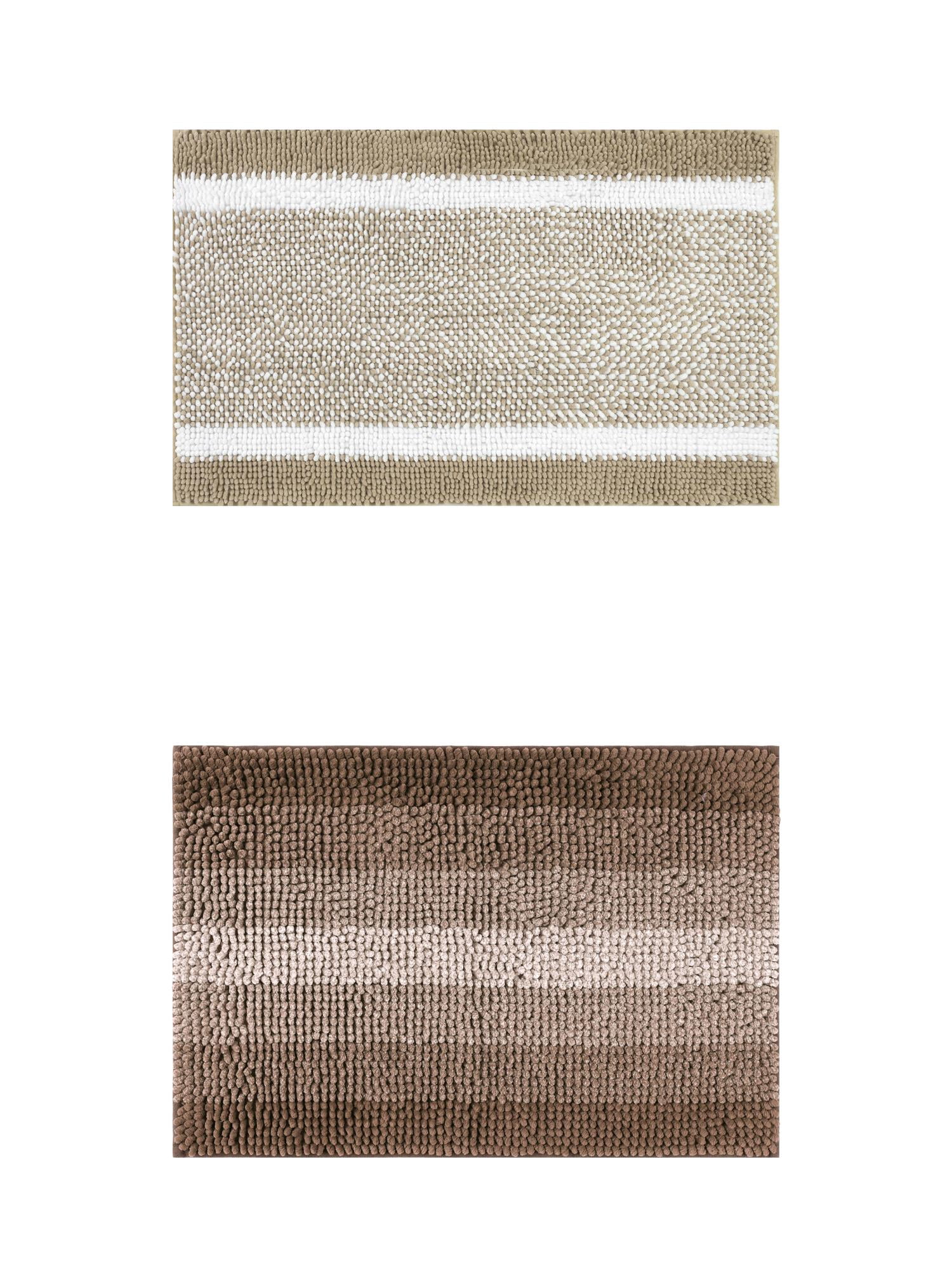 Unique Bargains 2 Pcs Chenille Soft Plush Shaggy Bathroom Rug Coffee/Khaki 16" x 24"