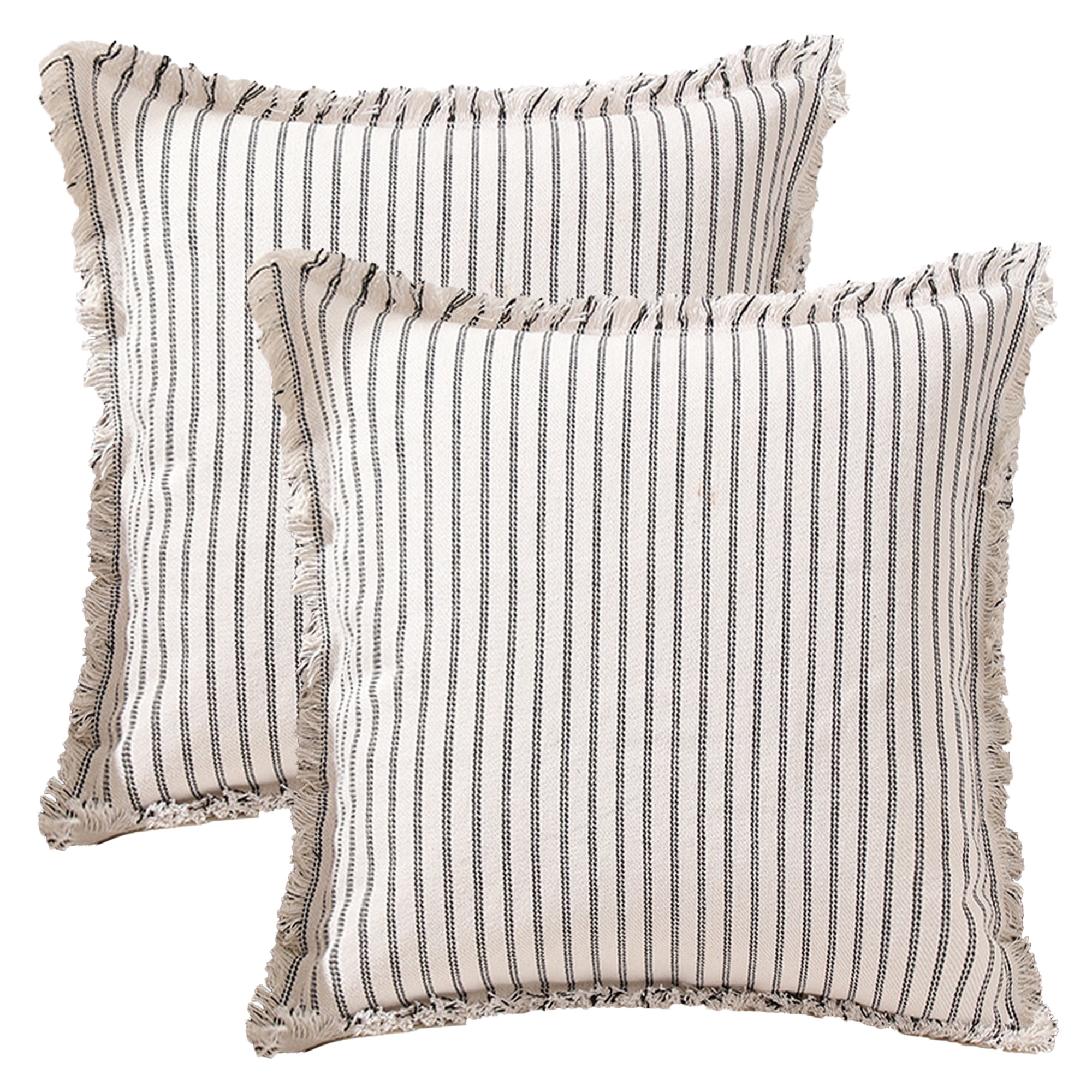 Unique Bargains 2 Pcs Classical Striped Throw Pillow Cover Black 18" x 18"