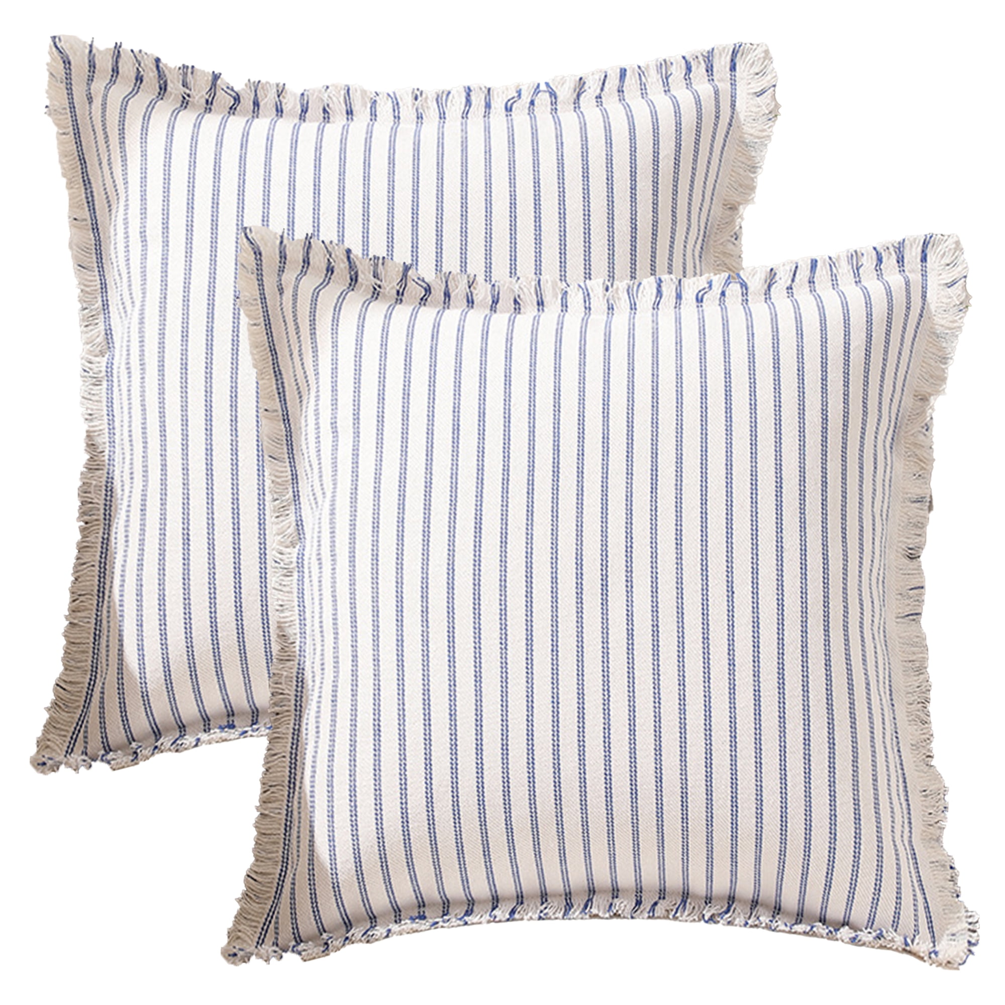 Unique Bargains 2 Pcs Classical Striped Throw Pillow Cover Blue 16" x 16"