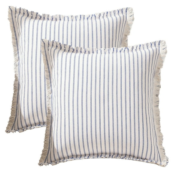 Unique Bargains 2 Pcs Classical Striped Throw Pillow Cover Blue 18" x 18"