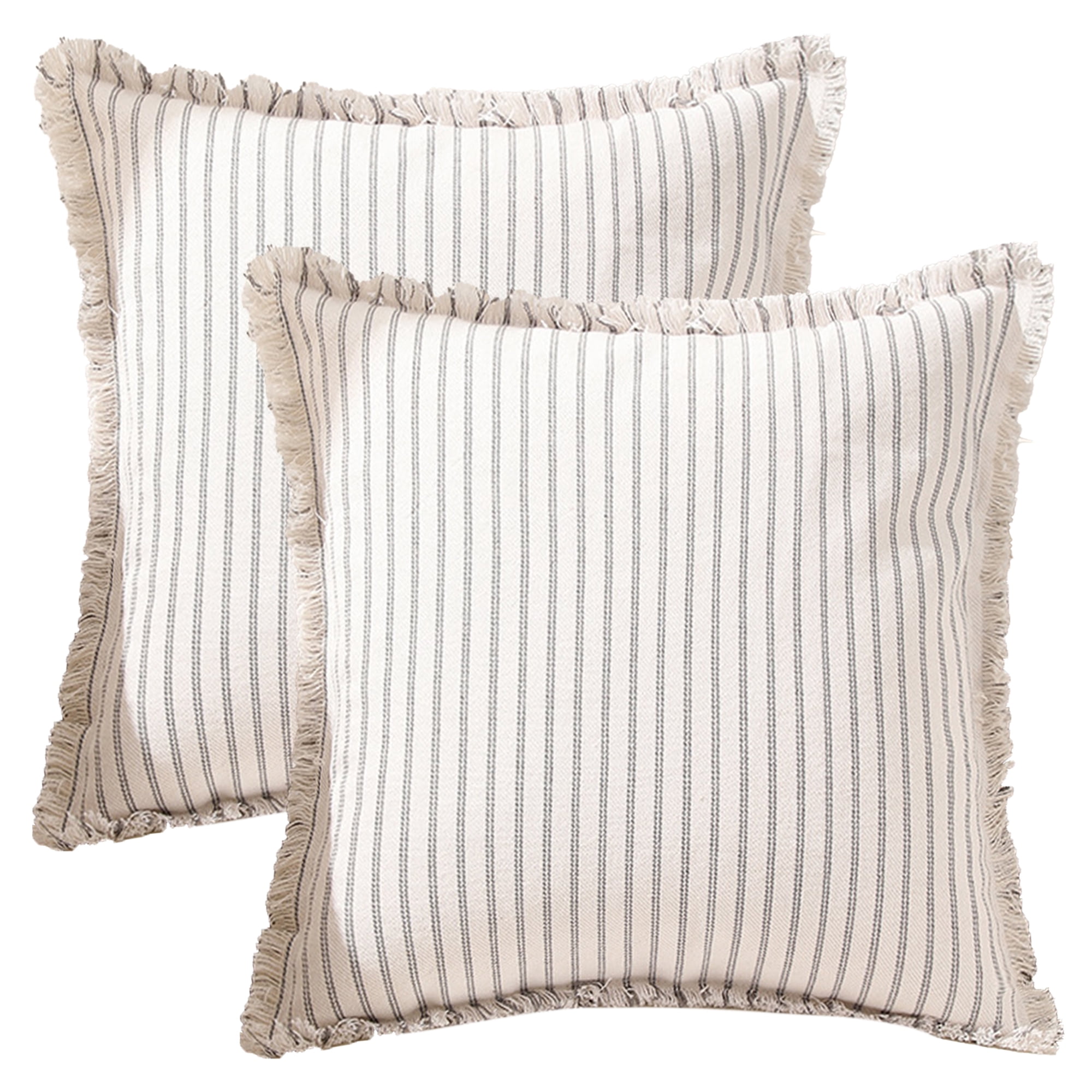 Unique Bargains 2 Pcs Classical Striped Throw Pillow Cover Grey 18" x 18"