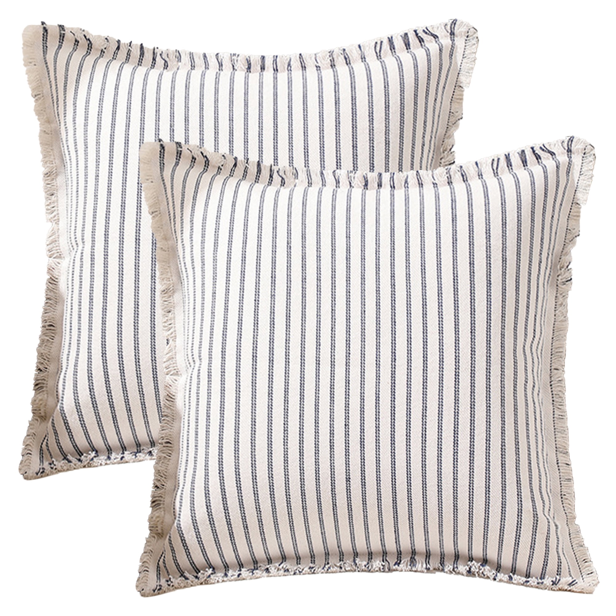 Unique Bargains 2 Pcs Classical Striped Throw Pillow Cover Navy Blue 18" x 18"