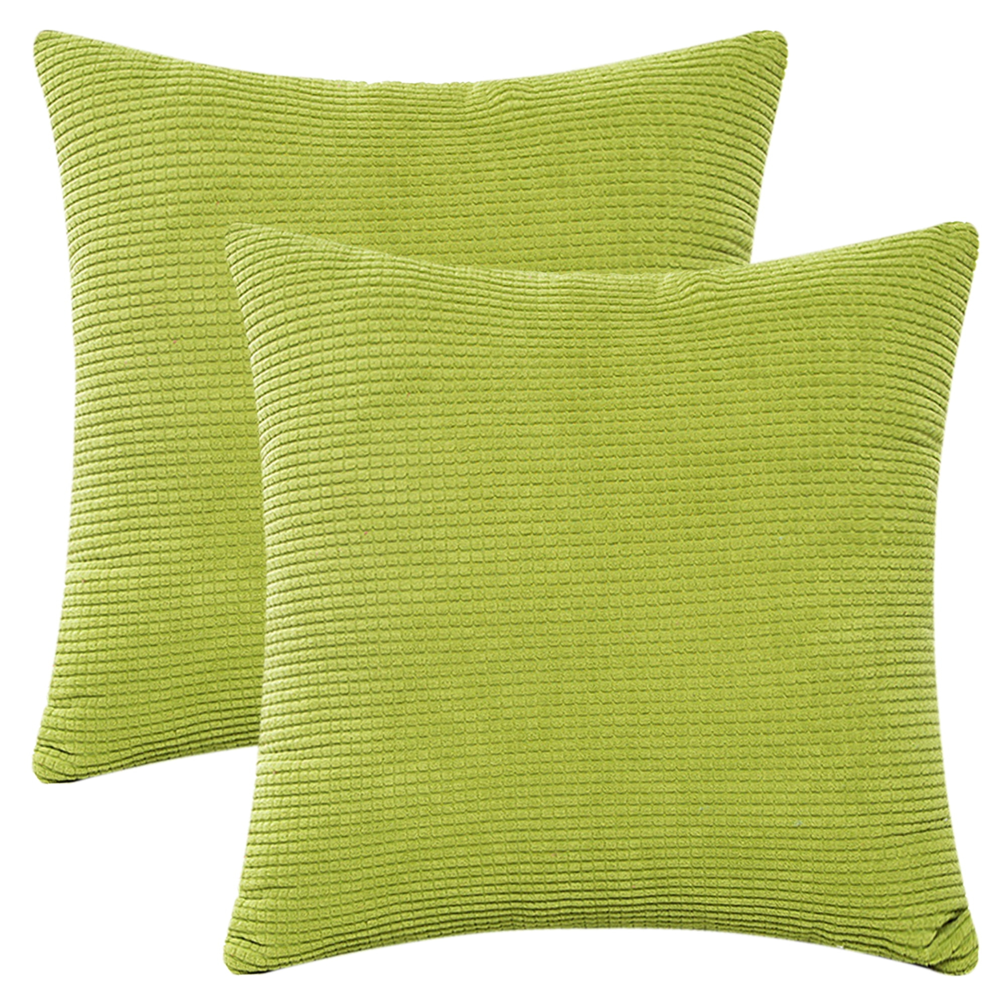 Unique Bargains 2 Pcs Corduroy Classical Soft Solid Pillow Cover Green 18" x 18"