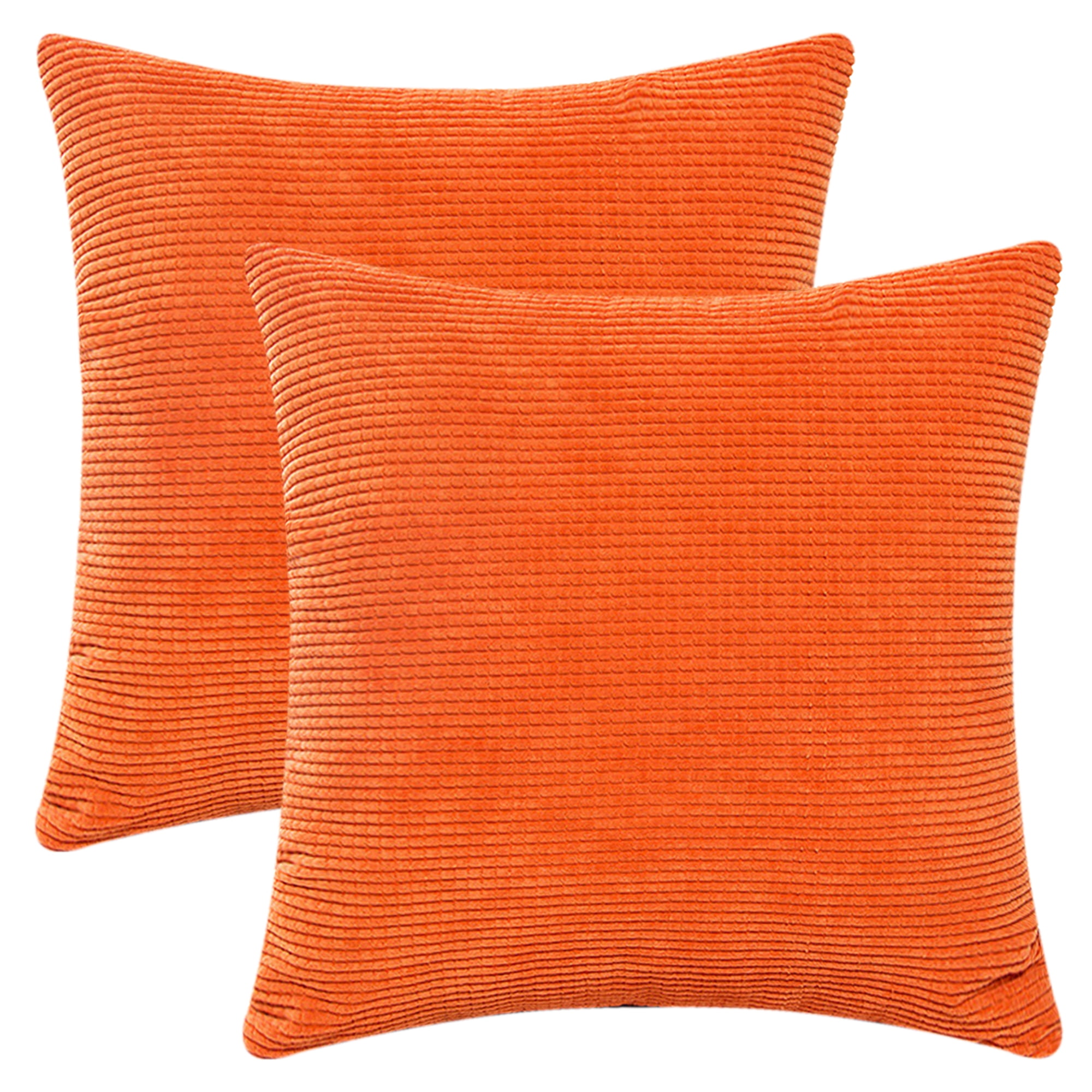 Unique Bargains 2 Pcs Corduroy Classical Soft Solid Pillow Cover Orange 18" x 18"