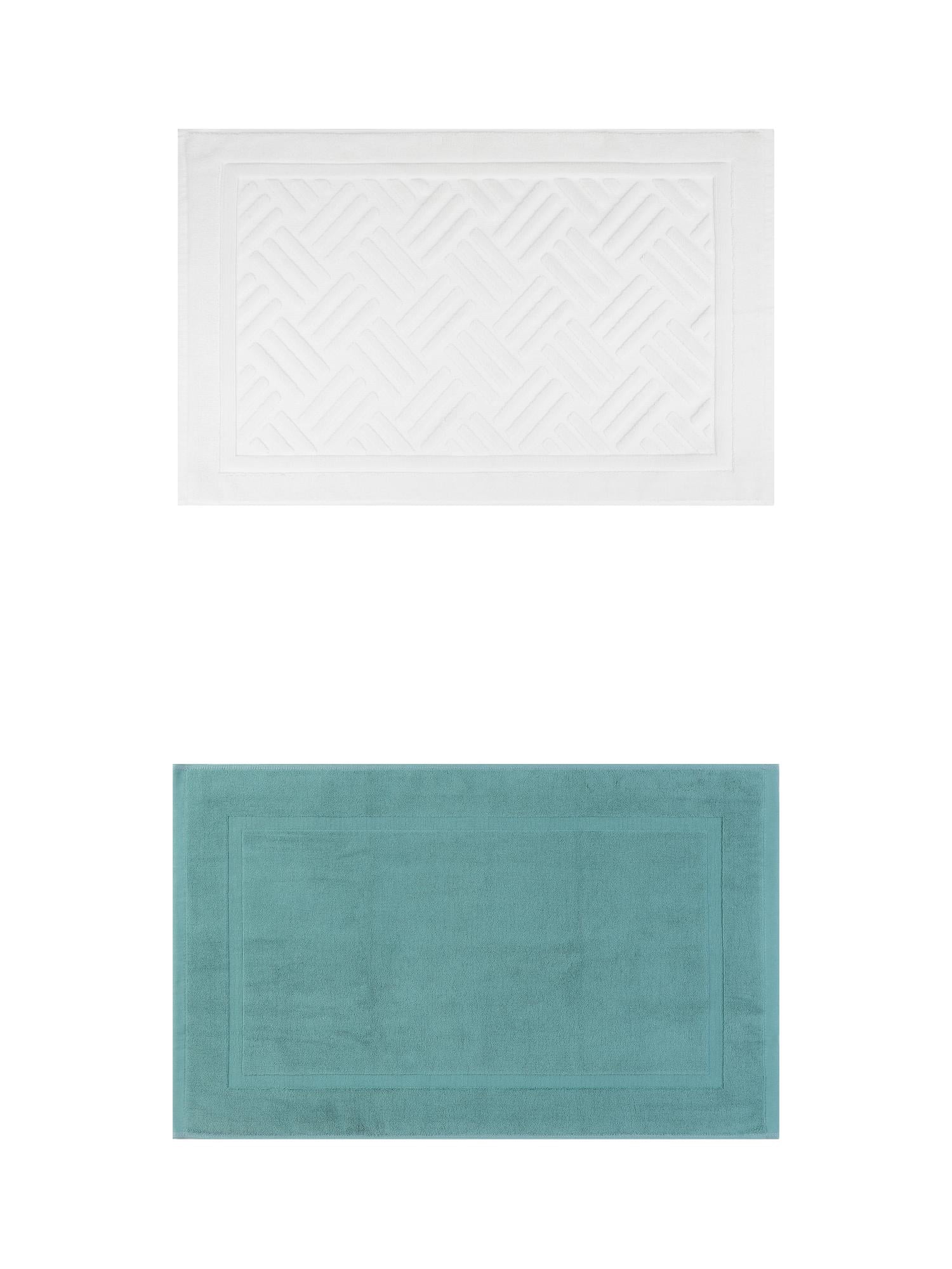Unique Bargains 2 Pcs Cotton Banded Reversible Soft Bath Rug Blue/Beige 16" x 24"