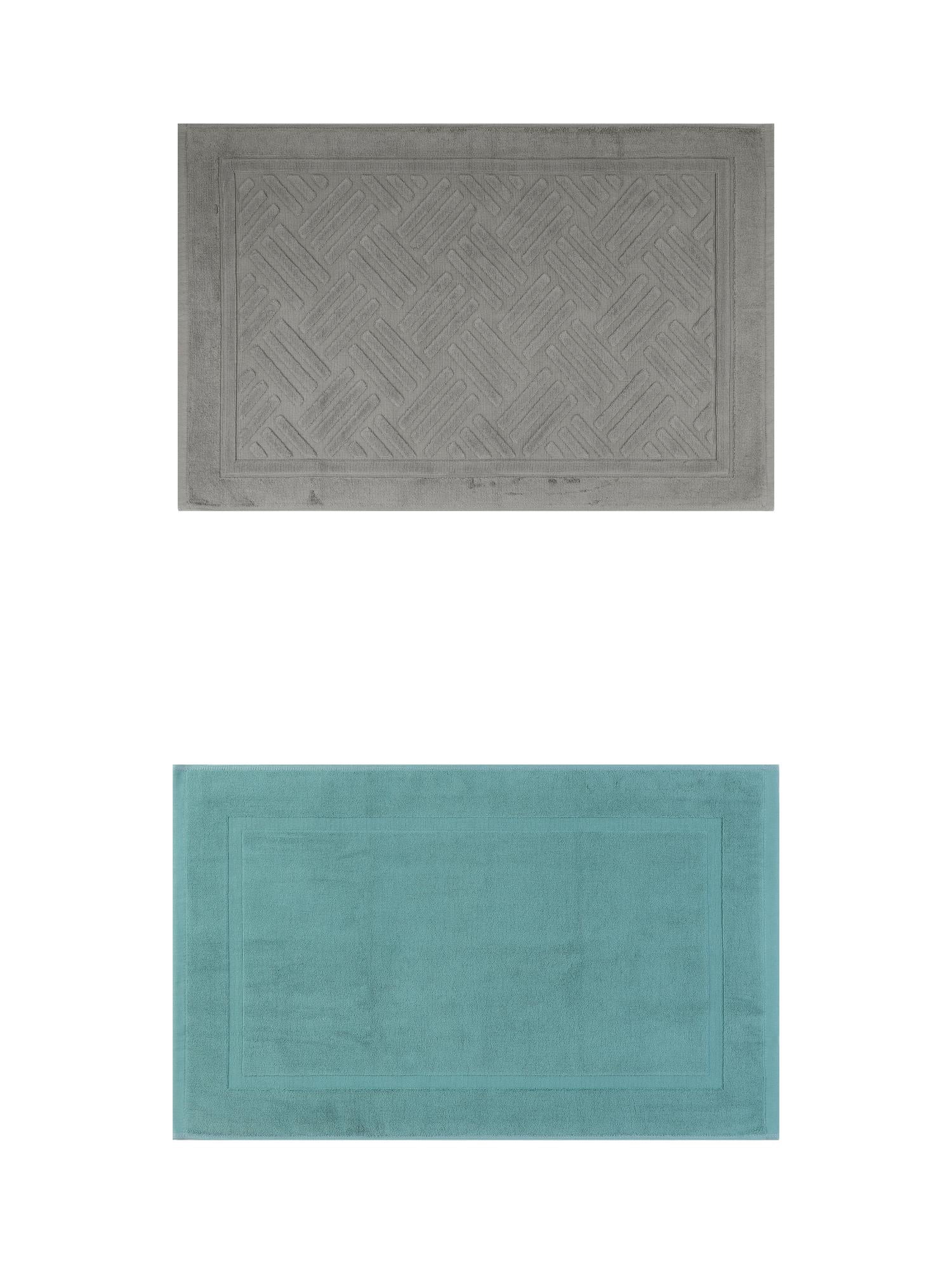 Unique Bargains 2 Pcs Cotton Banded Reversible Soft Bath Rug Blue/Grey 20" x 32"